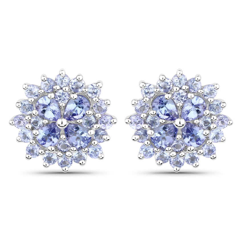2.52 Carat Genuine Tanzanite .925 Sterling Silver Earrings