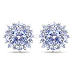 2.52 Carat Genuine Tanzanite .925 Sterling Silver Earrings