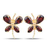 1.48 Carat Genuine Garnet 10K Yellow Gold Earrings
