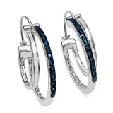 0.34 ct.. t.w. Blue and White Diamond Earrings in Sterling Silver