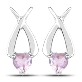 1.40 Carat Genuine Rose Quartz .925 Sterling Silver Earrings
