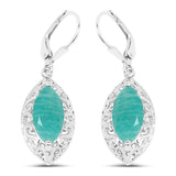 5.09 Carat Genuine Amazonite .925 Sterling Silver Earrings