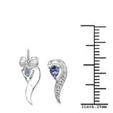 0.29 Carat Genuine Tanzanite & White Diamond .925 Sterling Silver Earrings