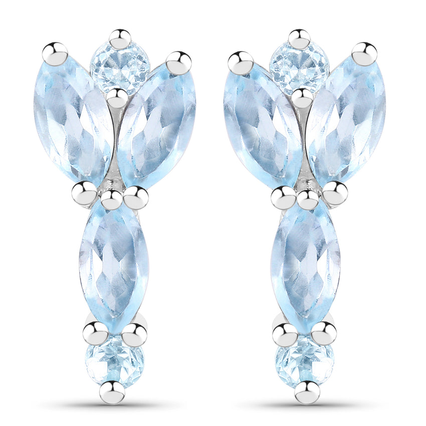 2.10 ct. Genuine Blue Topaz .925 Sterling Silver EarRing for womens