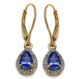 14K Yellow Gold Plated 1.40 Carat Genuine Tanzanite .925 Sterling Silver Earrings