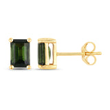1.30 Carat Genuine Green Tourmaline 14K Yellow Gold Earrings