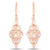18K Rose Gold Plated 2.70 Carat Genuine Morganite .925 Sterling Silver Earrings