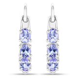 1.02 Carat Genuine Tanzanite .925 Sterling Silver Earrings