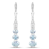1.74 Carat Genuine Aquamarine and White Topaz .925 Sterling Silver Earrings