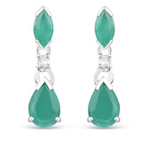 1.03 Carat Genuine Emerald and White Diamond 10K White Gold Earrings