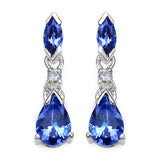 1.06 Carat Tanzanite & White Diamond 14K White Gold Earrings