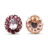 18K Rose Gold Plate 8.00 Carat Genuine Amethyst Rhodolite & White Topaz .925 Sterling Silver Earring