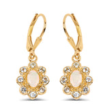 14K Yellow Gold Plated 1.06 Carat Genuine Ethiopian Opal & Blue Topaz .925 Sterling Silver Earrings