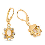 14K Yellow Gold Plated 1.06 Carat Genuine Ethiopian Opal & Blue Topaz .925 Sterling Silver Earrings