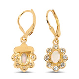 14K Yellow Gold Plated 1.06 Carat Genuine Ethiopian Opal & Blue Topaz .925 Sterling Silver Earrings
