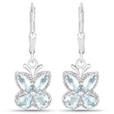 1.76 Carat Genuine Aquamarine .925 Sterling Silver Earrings