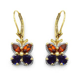 14K Yellow Gold Plated 2.16 Carat Genuine Citrine & Amethyst .925 Sterling Silver Earrings