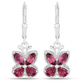2.52 Carat Genuine Rhodolite Garnet .925 Sterling Silver Earrings