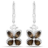 2.20 Carat Genuine Smoky Quartz .925 Sterling Silver Earrings