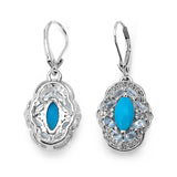 3.35 Carat Genuine Turquoise, Blue Topaz & White Topaz .925 Sterling Silver Earrings