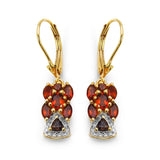 14K Yellow Gold Plated 1.32 Carat Genuine Citrine & Smoky Topaz .925 Sterling Silver Earrings