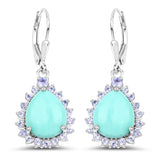 8.06 Carat Genuine Turquoise & Tanzanite .925 Sterling Silver Earrings