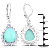 8.06 Carat Genuine Turquoise & Tanzanite .925 Sterling Silver Earrings