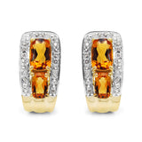 14K Yellow Gold Plated 1.94 Carat Genuine Citrine & White Topaz .925 Sterling Silver Earrings