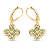 14K Yellow Gold Plated 1.42 Carat Genuine Peridot .925 Sterling Silver Earrings