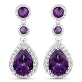7.00 Carat Genuine Amethyst and White Topaz .925 Sterling Silver Earrings