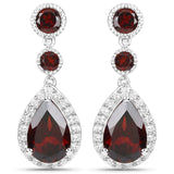 9.48 Carat Genuine Garnet and White Topaz .925 Sterling Silver Earrings