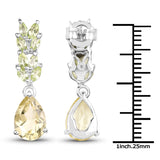 5.18 Carat Genuine Lemon Quartz & Peridot .925 Sterling Silver Earrings