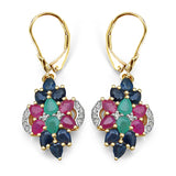 14K Yellow Gold Plated 4.70 Carat Genuine Multi Stone .925 Sterling Silver Earrings