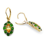 14K Yellow Gold Plate 4.72 Carat Genuine Citrine Chrome Diopside & White Topaz .925 Silver Earring