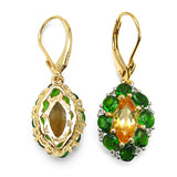 14K Yellow Gold Plate 4.72 Carat Genuine Citrine Chrome Diopside & White Topaz .925 Silver Earring
