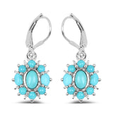3.26 Carat Genuine Turquoise and White Topaz .925 Sterling Silver Earrings