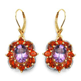 14K Yellow Gold Plated 8.14 Carat Genuine Amethyst & Citrine .925 Sterling Silver Earrings