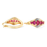 14K Yellow Gold Plate 1.88 Carat Genuine Glass Filled Ruby & White Topaz .925 Silver Earring