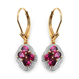 14K Yellow Gold Plated 1.44 Carat Genuine Rhodolite .925 Sterling Silver Earrings