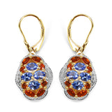 14K Yellow Gold Plate 2.22 Carat Genuine Tanzanite Citrine & White Topaz .925 Silver Earring