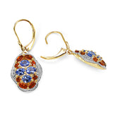 14K Yellow Gold Plate 2.22 Carat Genuine Tanzanite Citrine & White Topaz .925 Silver Earring