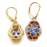 14K Yellow Gold Plate 2.22 Carat Genuine Tanzanite Citrine & White Topaz .925 Silver Earring