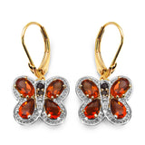 14K Yellow Gold Plate 3.48 Carat Genuine Citrine Smoky Topaz & White Topaz .925 Silver Earring