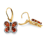 14K Yellow Gold Plate 3.48 Carat Genuine Citrine Smoky Topaz & White Topaz .925 Silver Earring