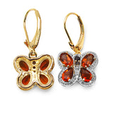 14K Yellow Gold Plate 3.48 Carat Genuine Citrine Smoky Topaz & White Topaz .925 Silver Earring