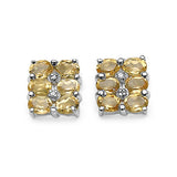 1.94 Carat Genuine Citrine & White Diamond .925 Sterling Silver Earrings