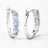 1.75 Carat Genuine Aquamarine and White Diamond .925 Sterling Silver Earrings