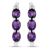 2.05 Carat Genuine Amethyst and White Diamond .925 Sterling Silver Earrings