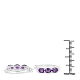 2.05 Carat Genuine Amethyst and White Diamond .925 Sterling Silver Earrings