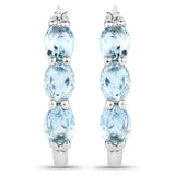 2.17 ct Genuine Blue Topaz and White Diamond .925 Sterling Silver Earrings